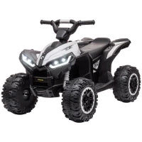 Quad per Bambini 3-5 Anni Elettrico 12V, 2 Velocità, Ruote Larghe con Clacson e Fari LED, Bianco