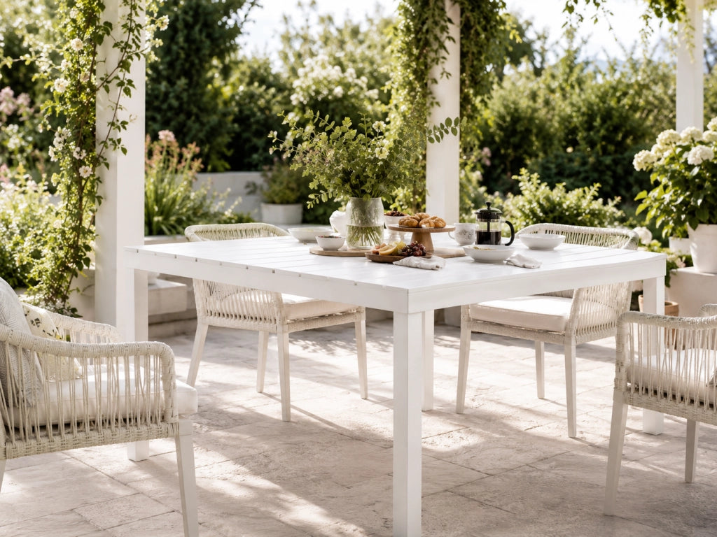 Tavolo Componibile Rettangolare Sumatra Pro Garden Bianco Cm 138x80x72h