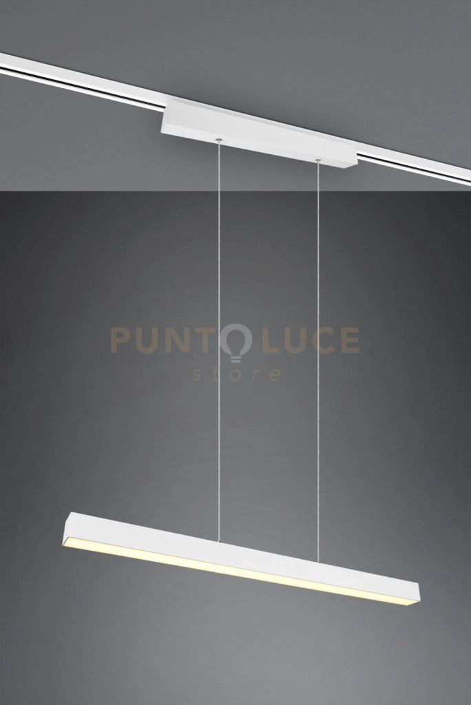 DUOLINE PAROS SOSPENSIONE LED 29W 3400lm, 3000K BI-EMISSIONE METALLO BIANCO L. 90CM DIMMERABILE