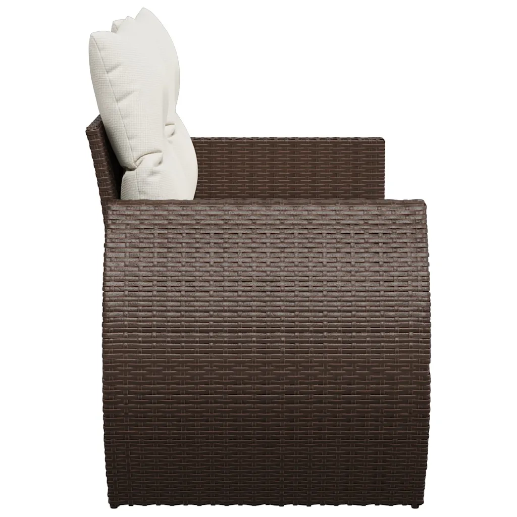 Divano da Giardino a 2 Posti con Cuscini in Polyrattan Marrone 366222