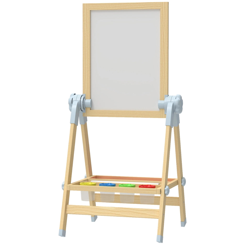 Cavalletto per Bambini Doppia Faccia ¨C zephmum ¨C Bianco e Nero Legno Naturale 80x120 cm