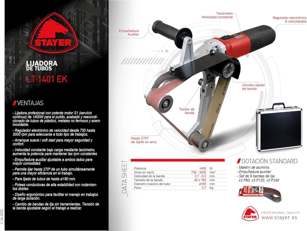 LT 1401 EK - 1400W 40x70mm 750-3000min / Maletín de aluminio__ LIJADORA DE TUBOS
