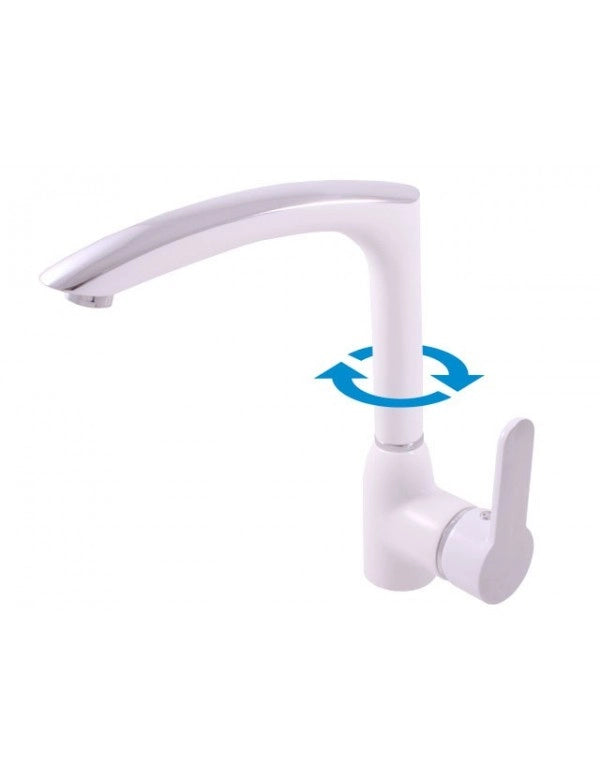 Miscelatore lavello girevole ZAMBEZE in ottone cromato bianco