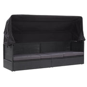 Divano da Esterno con Baldacchino in Polyrattan Nero