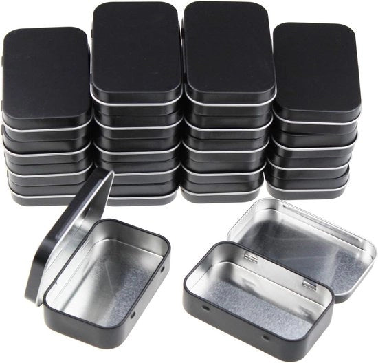 Scatole di archiviazione rettangolari in metallo - 20 pezzi - nero - 9,5 x 6,2 x 2,0 cm