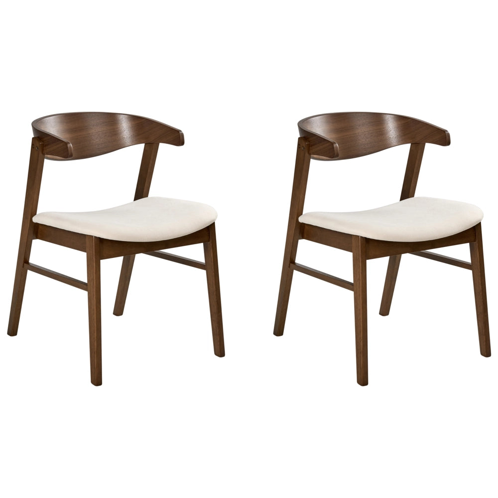Set di 2 sedie da pranzo in stile tradizionale con seduta imbottita colore marrone scuro e bianco sporco
