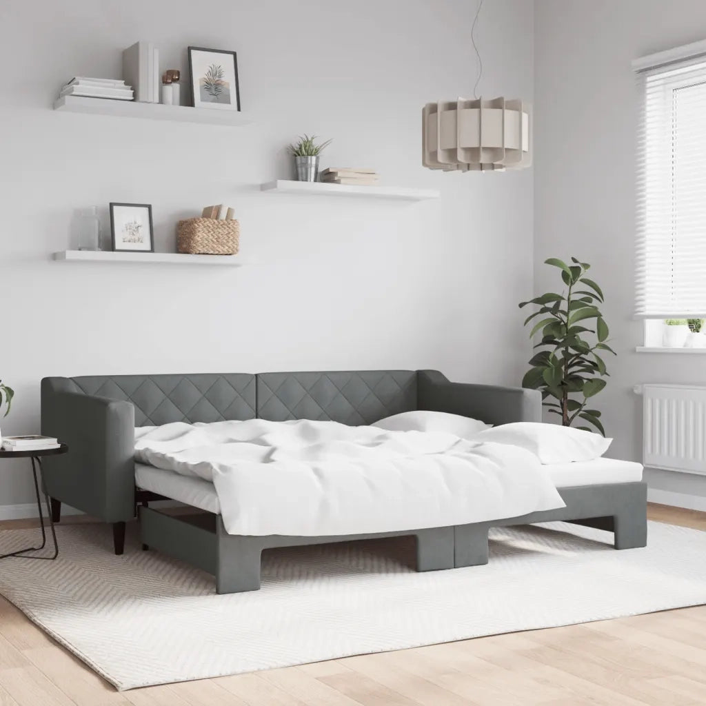 Divano Letto con Letto Estraibile-Sofa Letto-Daybed Grigio Scuro 90x190cm Tessuto 549001