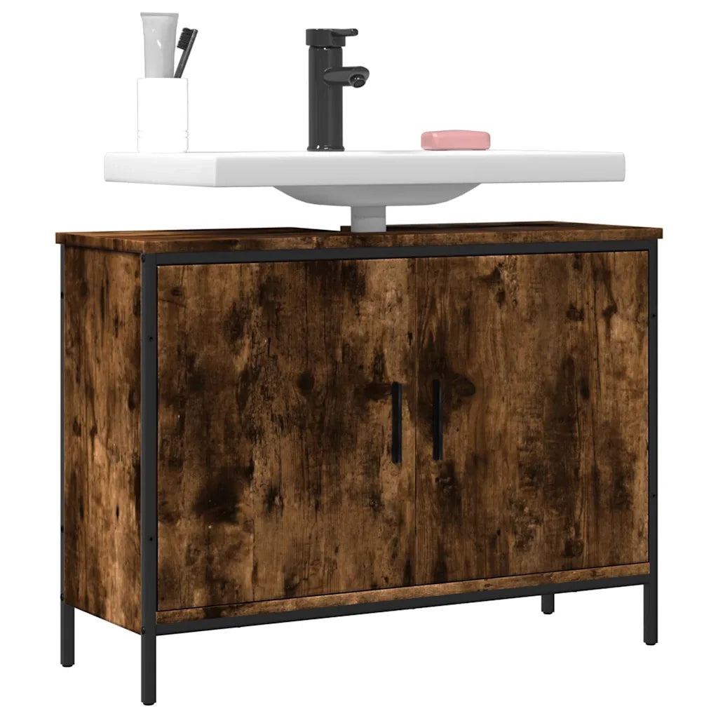 Mobile Lavabo | Armadio Lavabo Bagno Rovere Fumo 80x30x60 cm Legno Multistrato