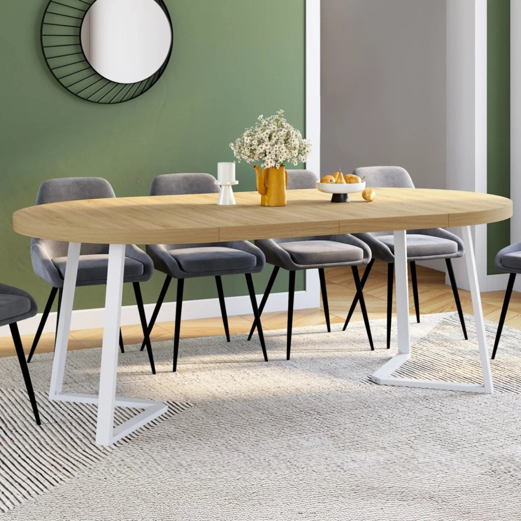 IDMarket - SELMA tavolo da pranzo rotondo allungabile 4-10 persone legno e bianco 110-200 cm