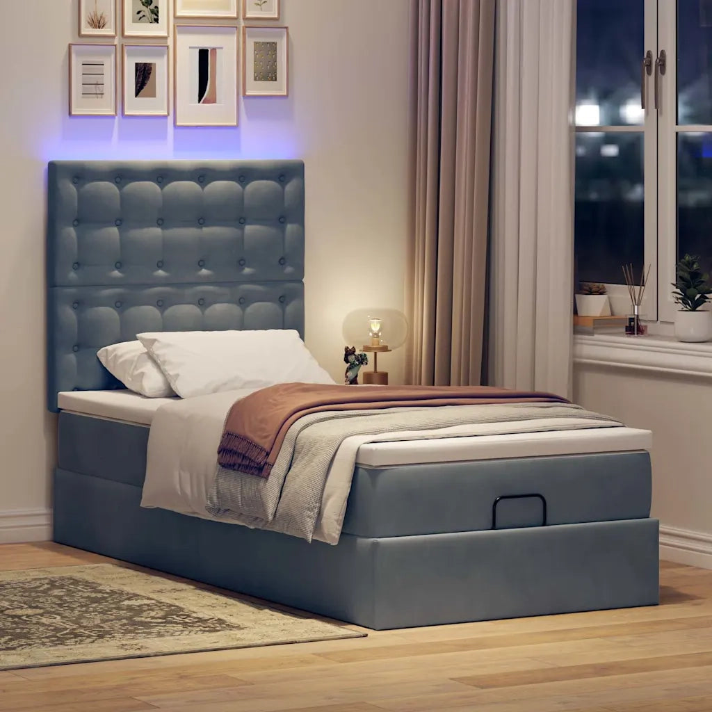 Struttura Letto Pouf con Materassi 180x200 cm in Velluto