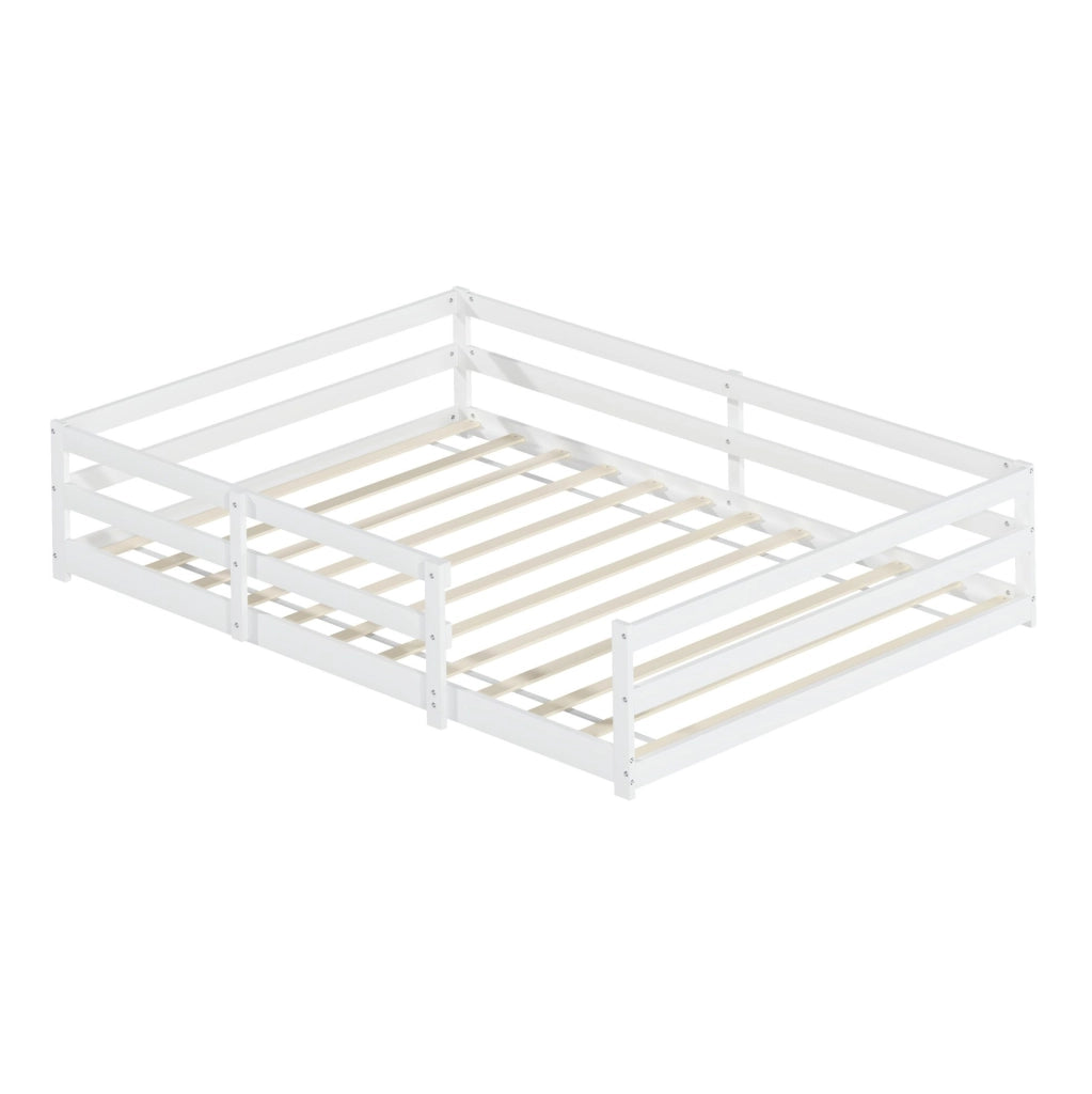 Letto Montessori 140x200 cm con sponde su 4 lati in legno di pino bianco