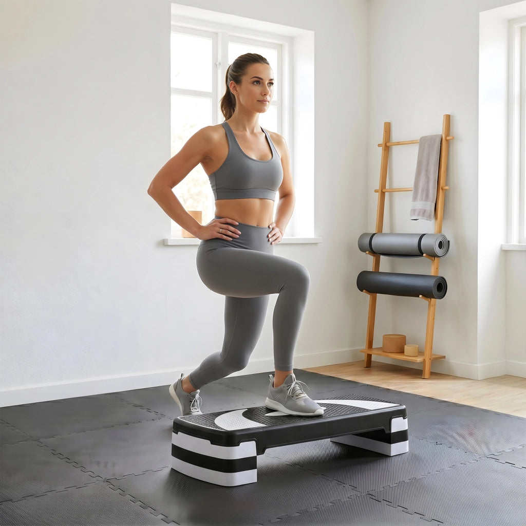 Stepper da Aerobica Regolabile in Altezza 10-15-20 cm ¨C zephmum ¨C Nero Grigio Antiscivolo