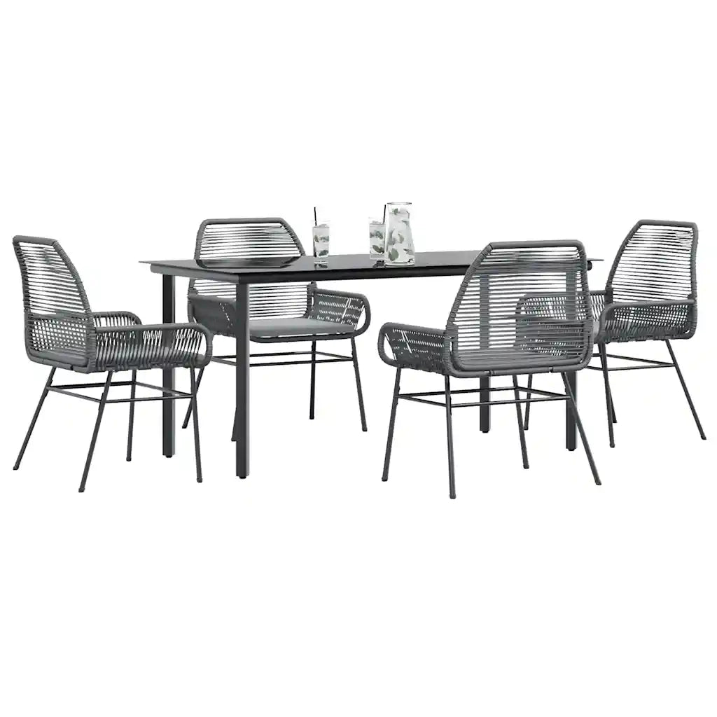 vidaXL Set da Pranzo da Giardino 5 pz con Cuscini Polyrattan Vetro