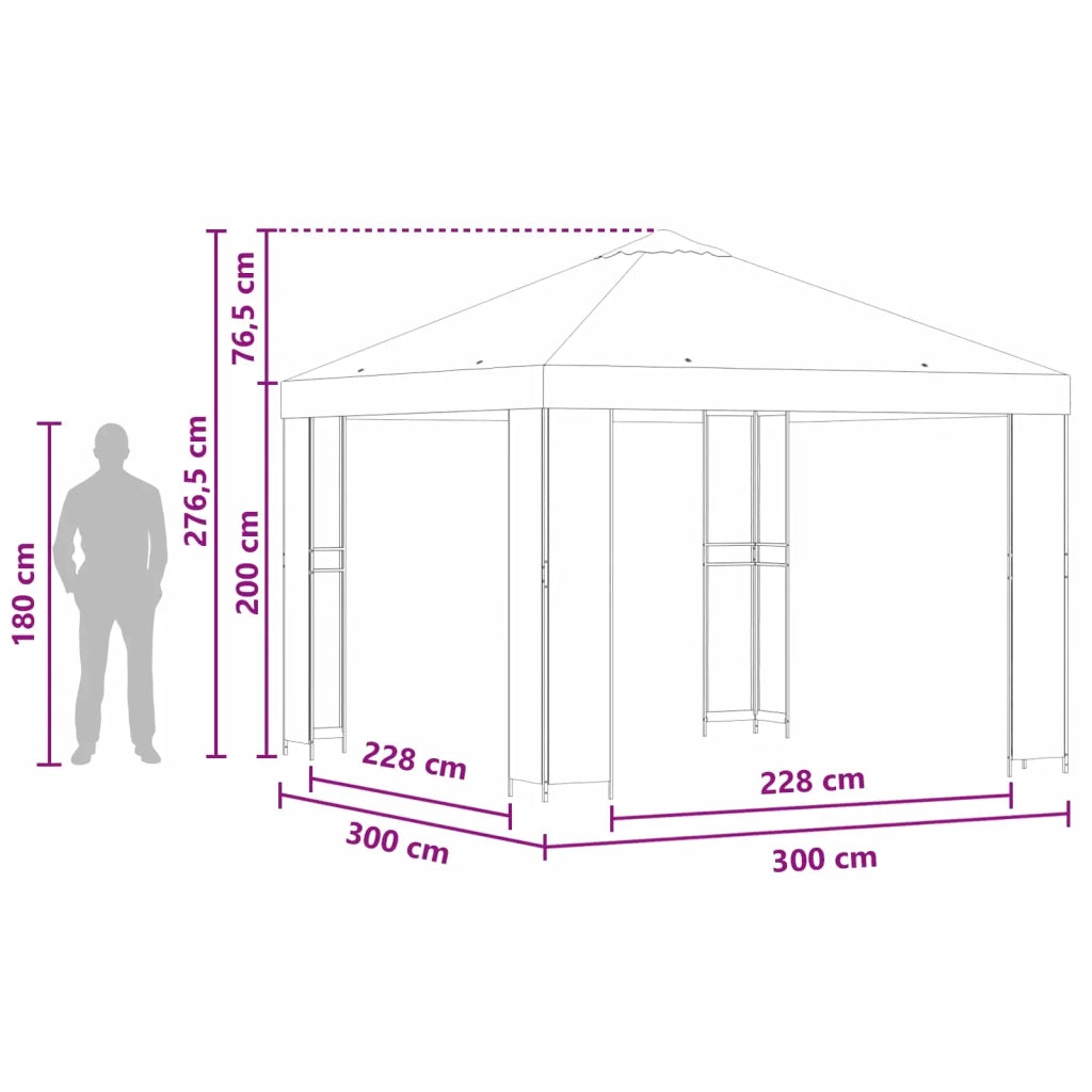Gazebo 3 x 3 m Nero Poliestere e Acciaio 190 900358