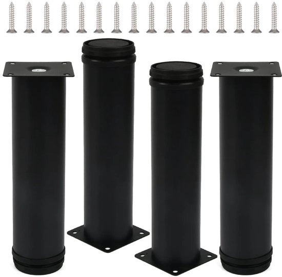 Piedini per mobili 20 cm - 4 pezzi in acciaio inossidabile nero
