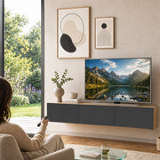 Mobile TV sospeso 180x30cm FRANCY Quercia e Antracite 3 Ante a Ribalta Parete