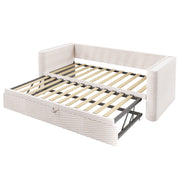 Letto salvaspazio matrimoniale 90×200 cm e 180×200 cm con LED; MDF e velluto; senza materasso; beige