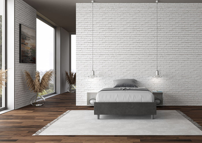 Letto Matrimoniale Francese Sommier 140x190 cm con Rete e Contenitore Azelia Grigio