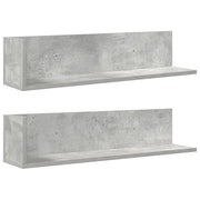 2 pz Mensole a Muro | Scaffale Parete | Ripiano a parete Grigio Cemento 75x16,5x16,5 cm in Truciolato