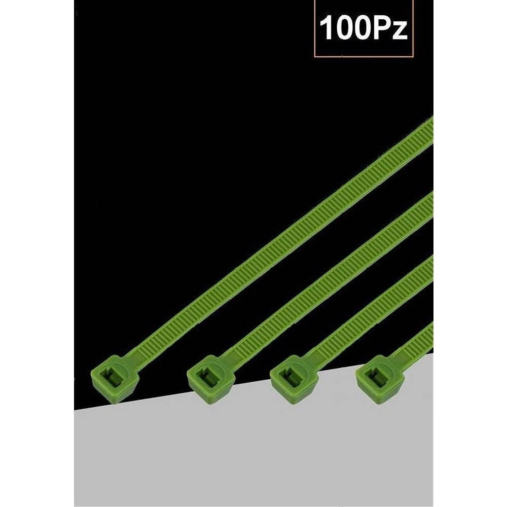 Trade Shop - Set 100pz Fascette Serracavo Autobloccanti In Nylon Verde 4.8mm X 250mm 48-250-v -