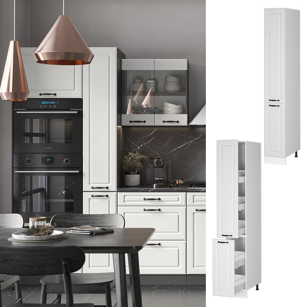 Armadio da farmacia R-Line, Bianco casa di campagna, 30 cm, per la libera combinazione all'interno di sistemi cucina modulari