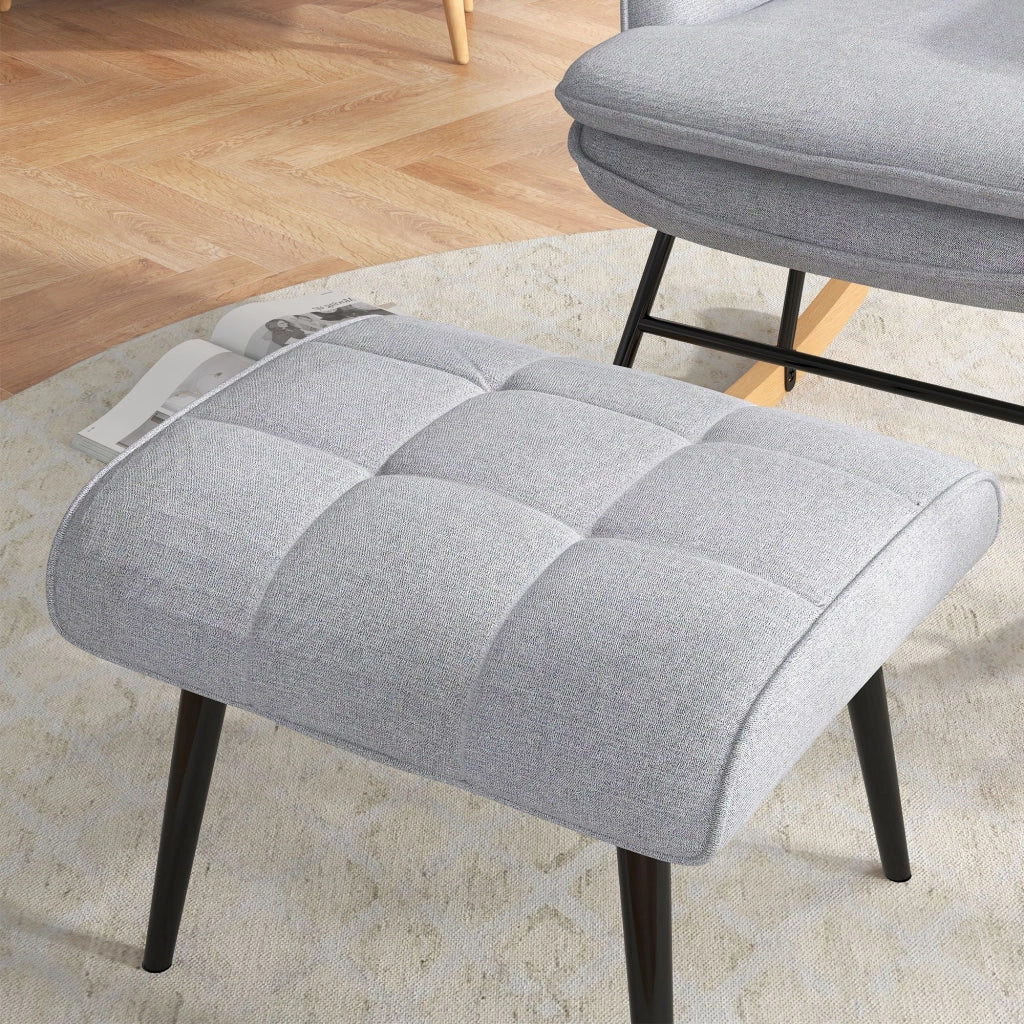 Sedia a dondolo con poggiapiedi e braccioli imbottiti ¨C zephmum ¨C Grigio chiaro