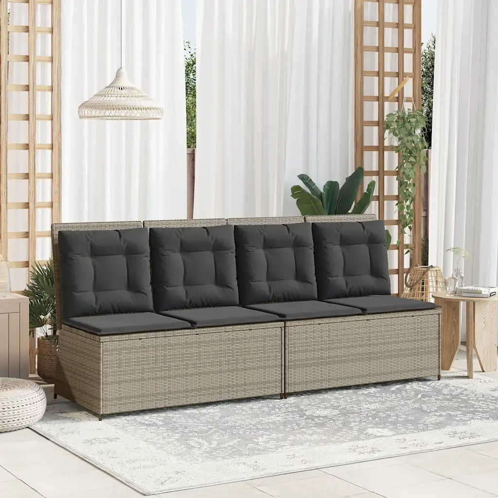 Panca Reclinabile Giardino con Cuscini-Sgabello-Sedia da esterno Grigio Chiaro Polyrattan 881604