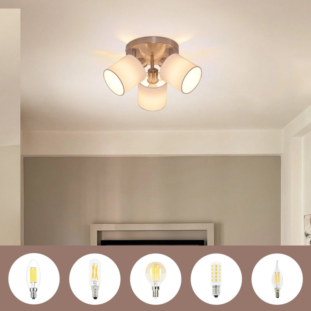 ZMH Faretto da soffitto argento 3 luci E14 orientabili 350° max 25W per soggiorno camera senza lampadina