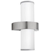 Applique Esterno Moderna Beverly Acciaio Argento Vetro Bianco E27