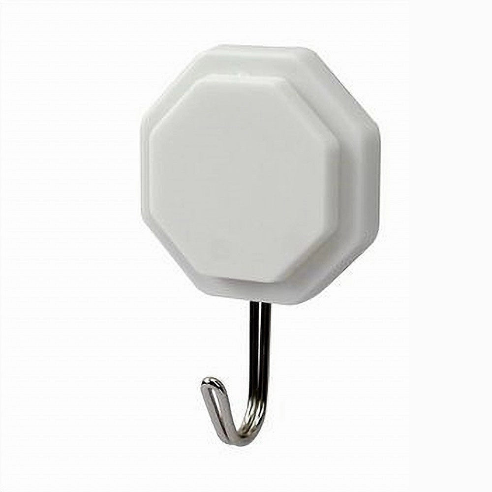 Trade Shop - Set 2 Pz Ganci Adesivi Attaccapanni Da Parete Forma Ottagonale Casa 7.5 Cm 79335 -