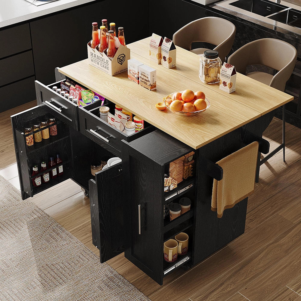 Isola cucina - Xylo - scaffali snack estensibili nero