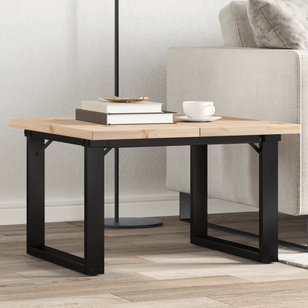 Tavolino Salotto Telaio a O 70x70x40,5cm Legno Pino e Acciaio