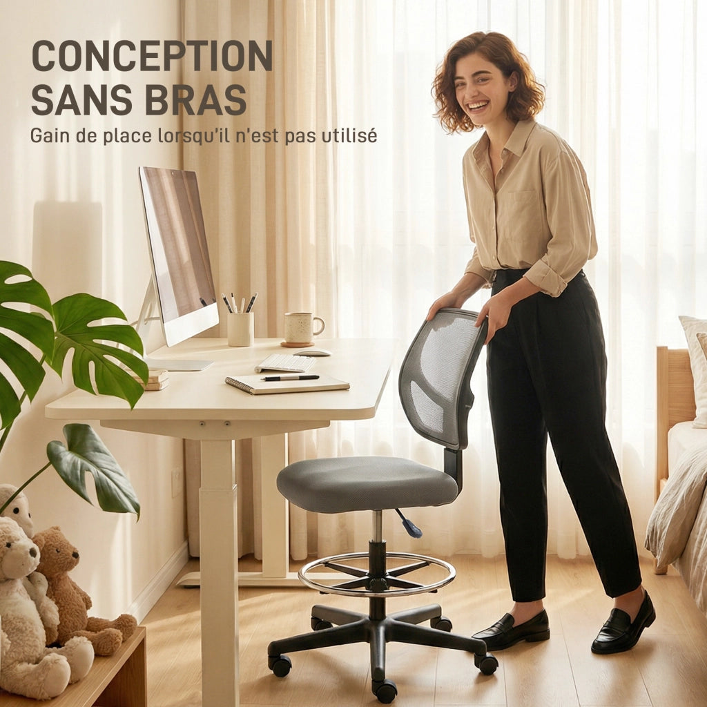 Poltrona da ufficio ergonomica con poggiapiedi ¨C zephmum ¨C grigio scuro