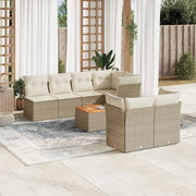 Set Divano da Giardino 8 pz con Cuscini Beige in Polyrattan