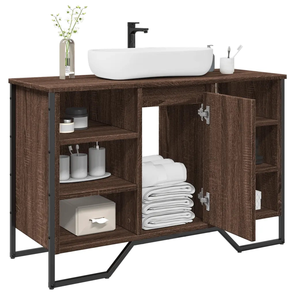 Mobile Lavabo | Armadio Lavabo Bagno Rovere Marrone 91x35x60cm in Truciolato