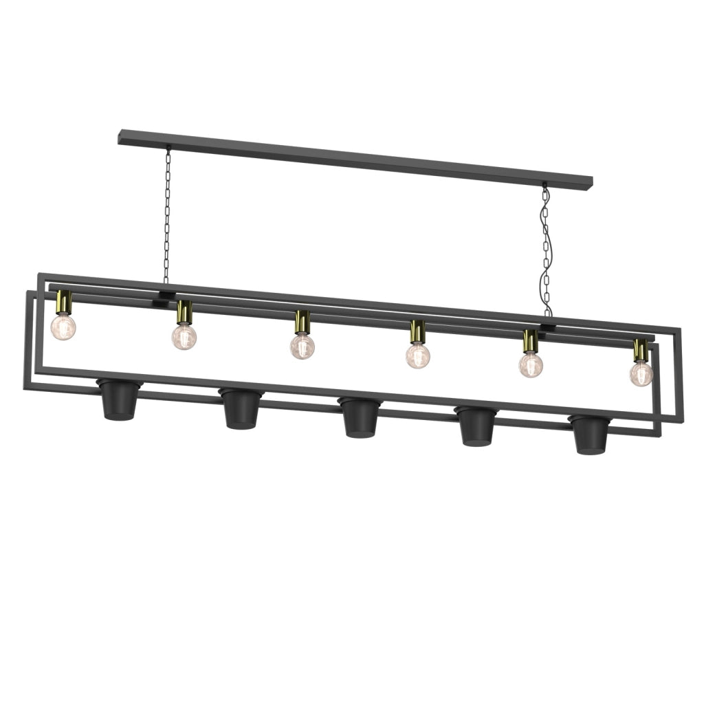Lampada a sospensione Flores 5xE27 nera oro Luminex