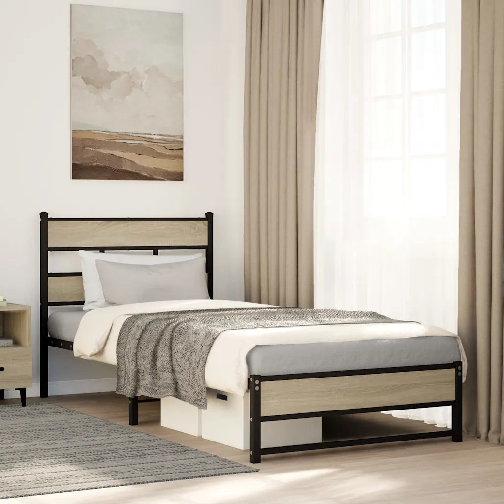 Giroletto senza Materaso in Metallo Rovere Sonoma 100x200 cm