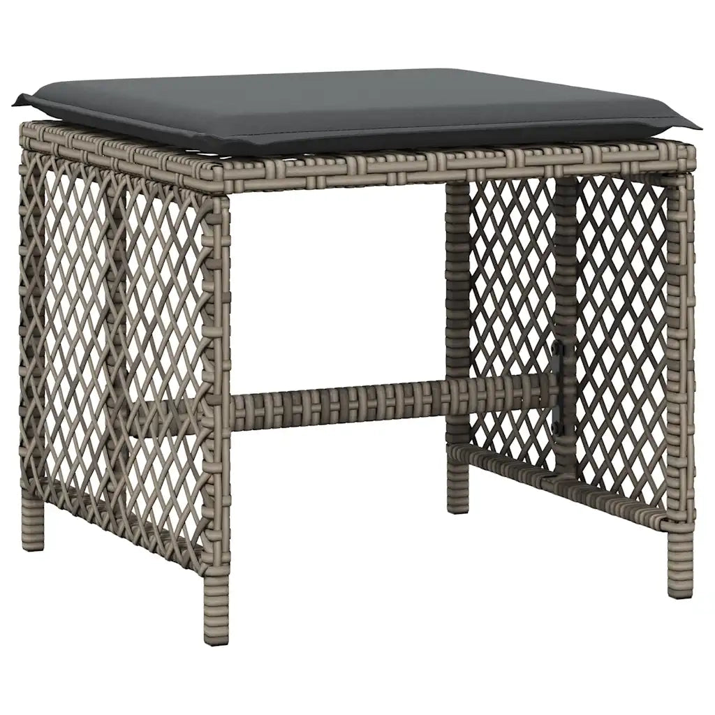 Set da Pranzo da Giardino 15 pz con Cuscini Grigio Polyrattan