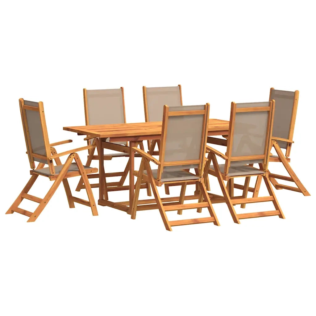 Set Pranzo da Giardino 7pz Legno Massello di Acacia e Textilene 3279325