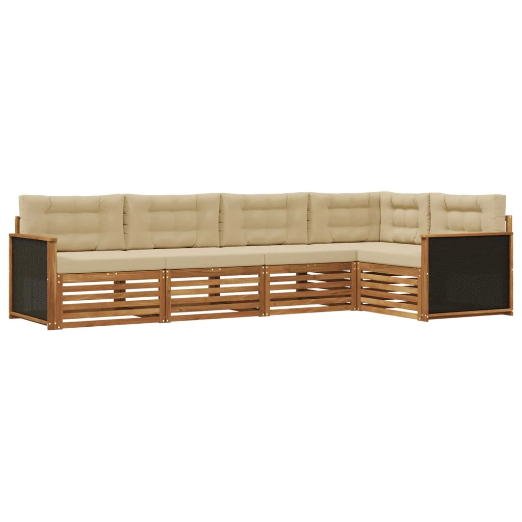 Set di divani da esterno 5 pz Naturale e Beige Poliestere 3383346
