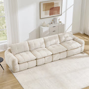 Divano modulare 4 posti senza telaio con schiuma ad alta densità e seduta ampia in ciniglia beige 334 × 97 × 68 cm