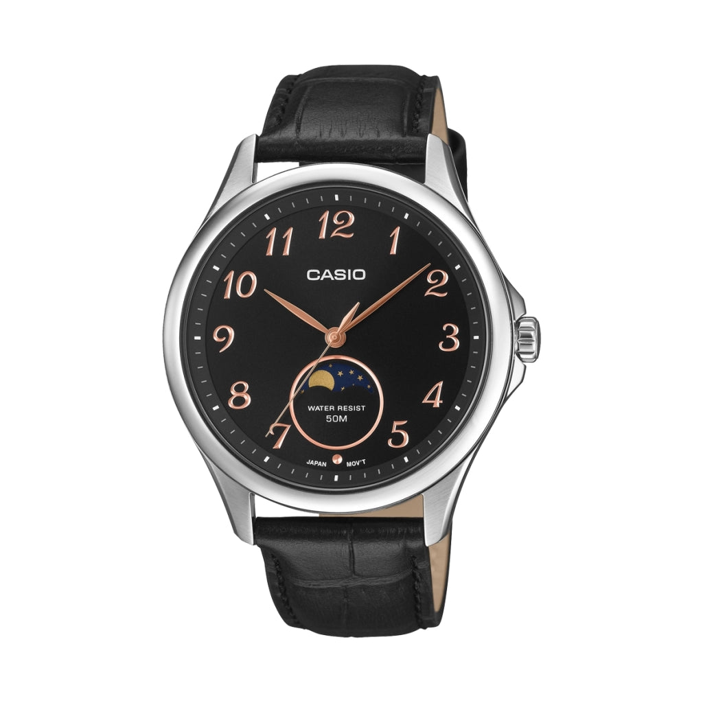 CASIO COLLECTION Mod. MOONPHASES - SILVER LEATHER