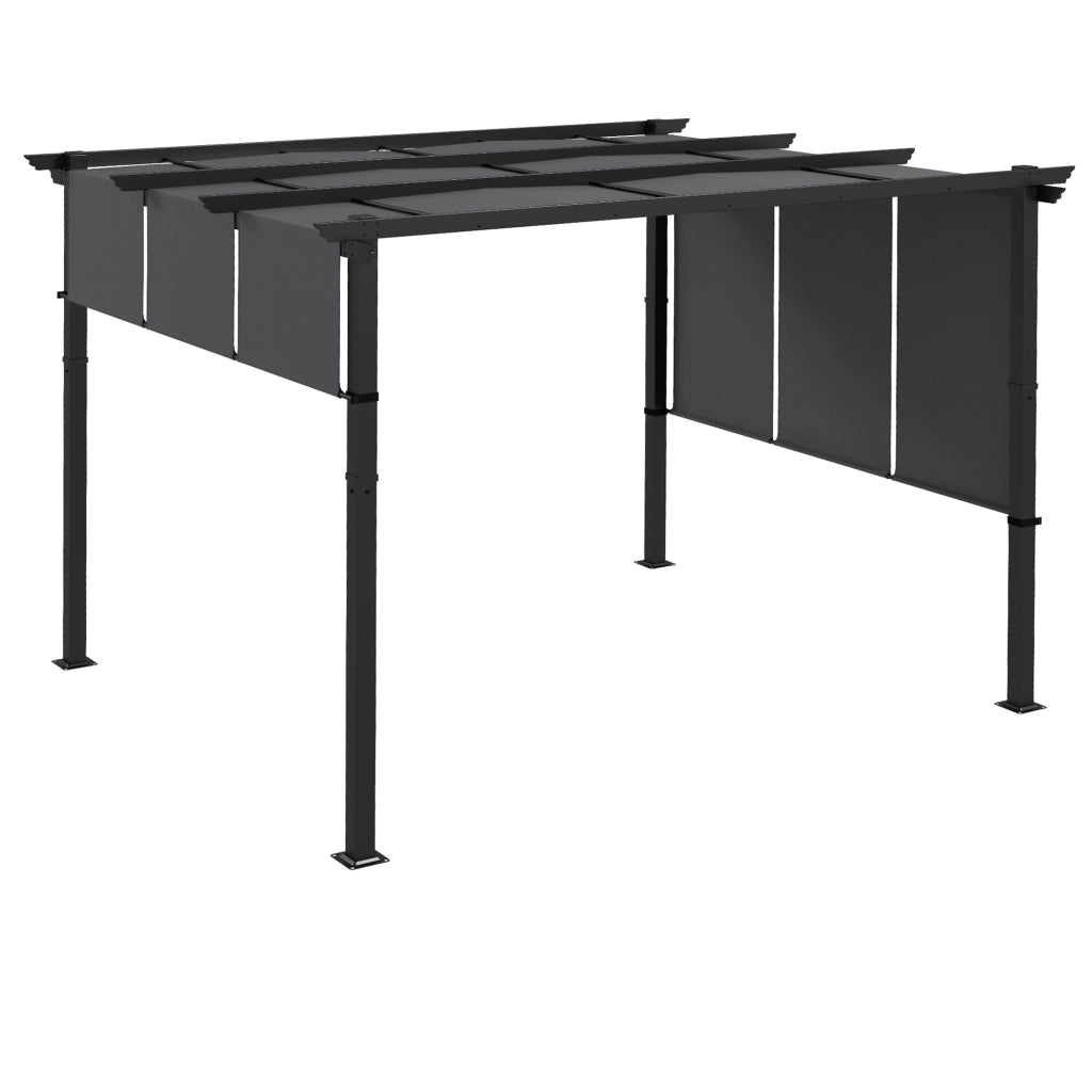 Pergola Pavilion 3.5x3m con parete laterale tetto a patio grigio scuro impermeabile per giardino e terrazza