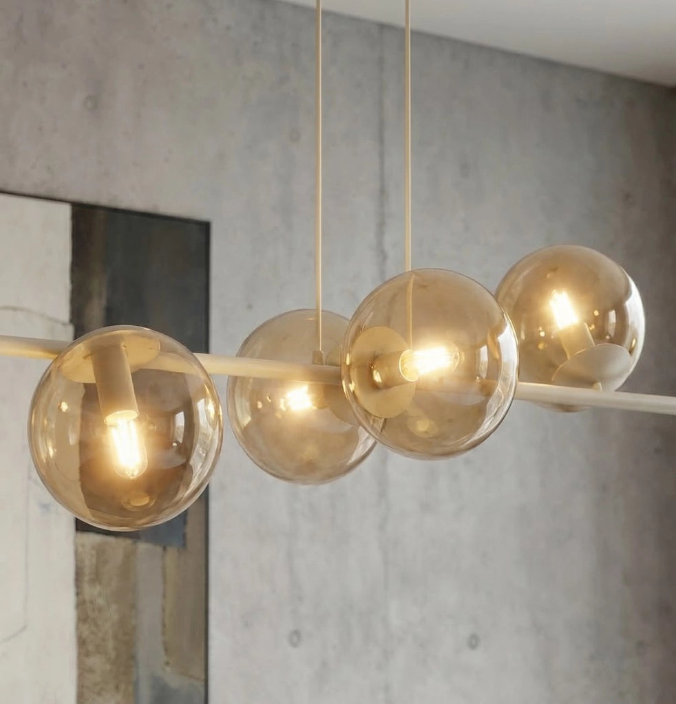 Lampadario moderno MAGNUS 6xE14 vetro beige Emibig