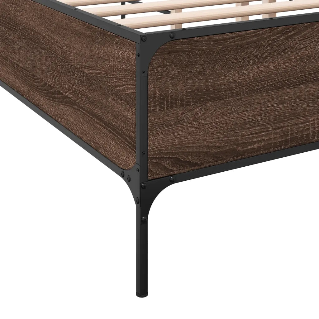 Giroletto-Struttura Letto Rovere Marrone 120x200cm in Legno Multistrato Metallo 691365