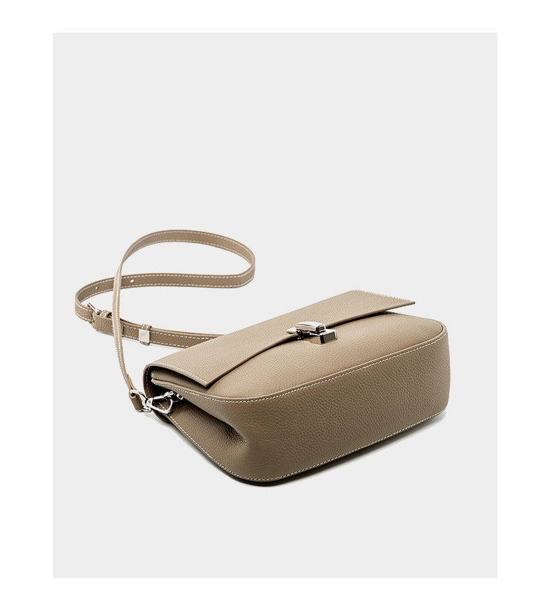 Borsa a tracolla quadrata da donna in vera pelle, colore grigio.
