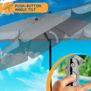 Parasole da giardino con meccanismo di inclinazione, protezione UV, facile apertura e chiusura, colore grigio, 2m