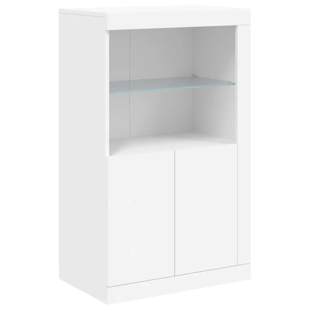 Credenza con Luci LED-Buffet-Armadio da cucina Bianca 181,5x37x100 cm 829731