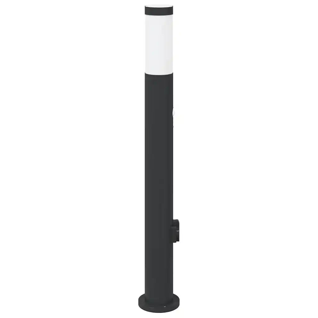 Lampada a paletto con sensore e presa 80 cm Acciaio Inox IP44 4006043
