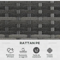 Fioriera con Grigliato per Rampicanti con 2 Vasi in Acciaio e Rattan PE, 57x30x107cm, Grigio